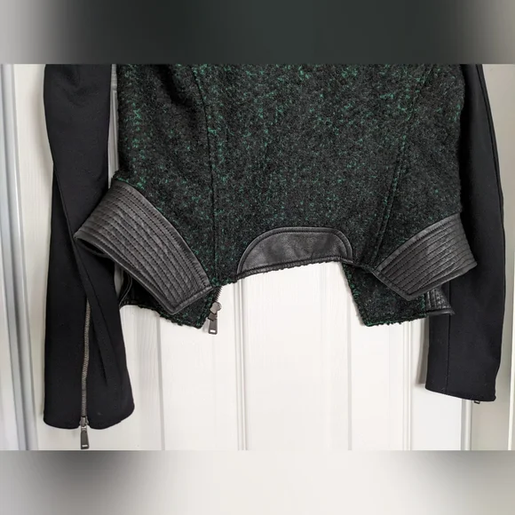 Elie Tahari Francis leather and tweed jacket - Picture 7 of 12